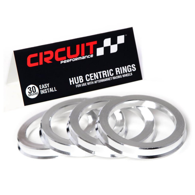 Circuit Performance 66.6mm OD to 57.1mm ID Silver Aluminum Hub Centric Rings - Image 1